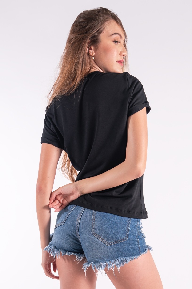 Blusa Nózinho com Silk Spice Your Life (Preto) | Ref: K2842-A