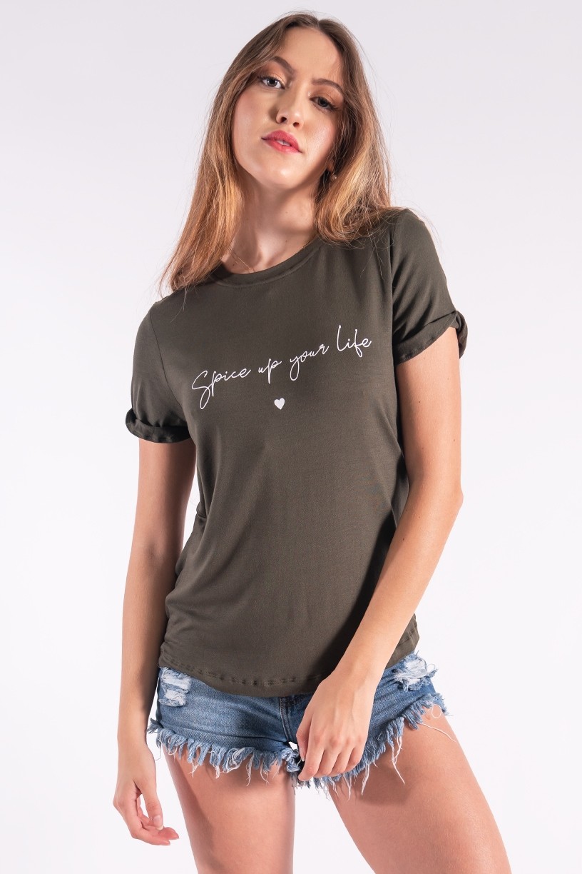 Blusa Nózinho com Silk Spice Your Life (Verde Militar) | Ref: K2842-I