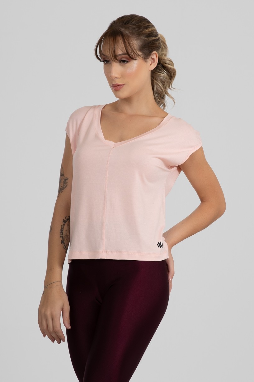 Blusa Viscolycra com Decote V (Rosa Claro) | Ref: GO411-B