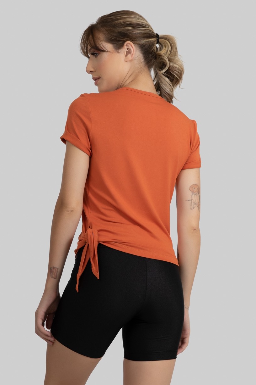 Blusa Viscolycra com Detalhe de Amarrar Lateral (Laranja) | Ref: GO400-