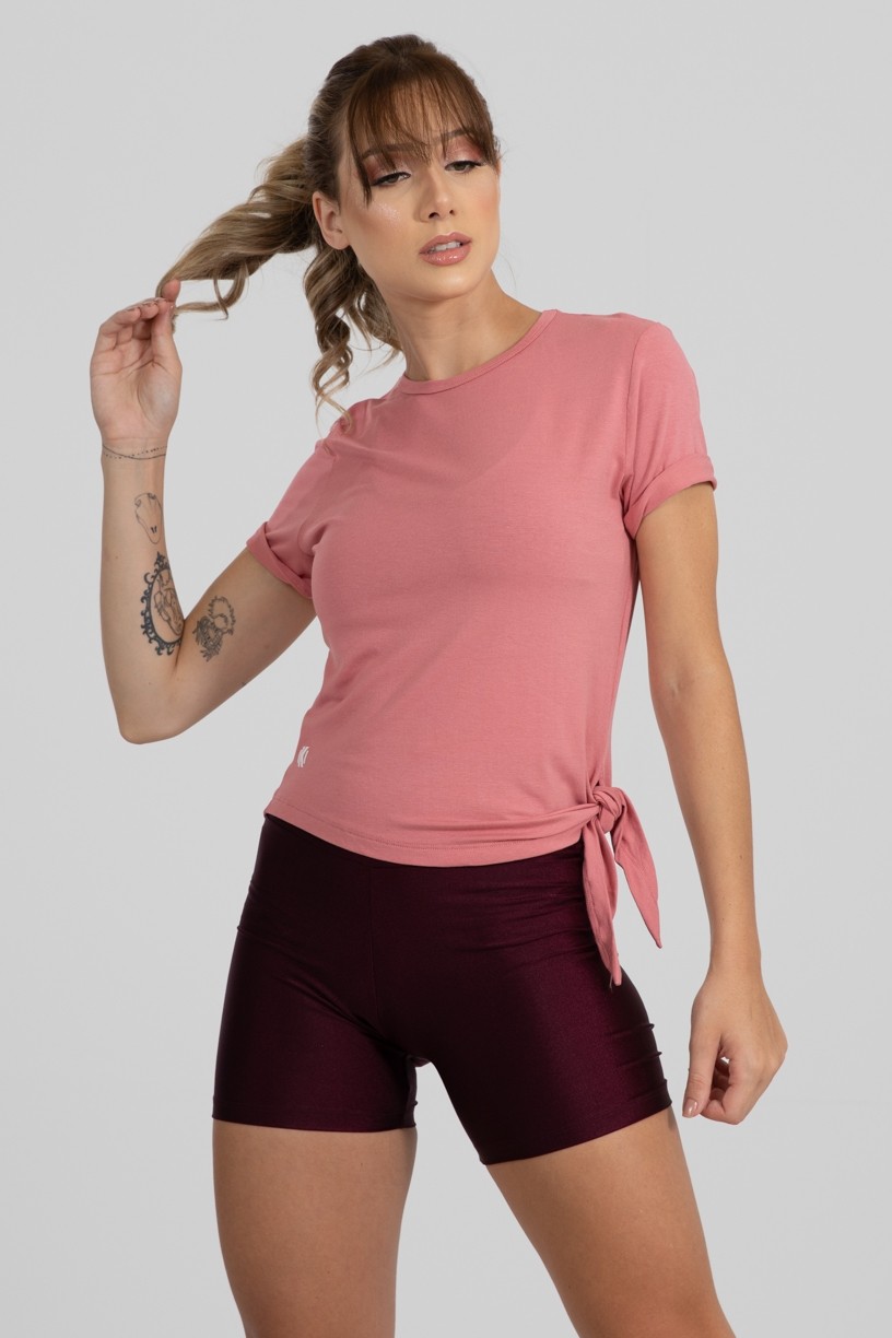 Blusa Viscolycra com Detalhe de Amarrar Lateral (Salmão) | Ref: GO400-D