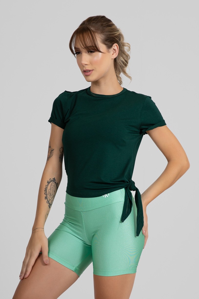 Blusa Viscolycra com Detalhe de Amarrar Lateral (Verde Bandeira) | Ref: GO400-C