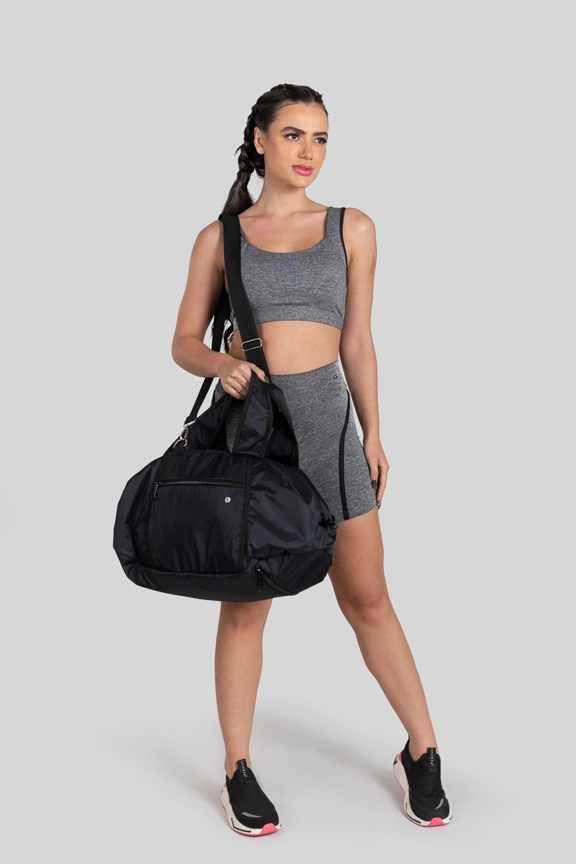 Bolsa Fitness de Alça Lateral (Preto / Prata) | Ref: K3202-A