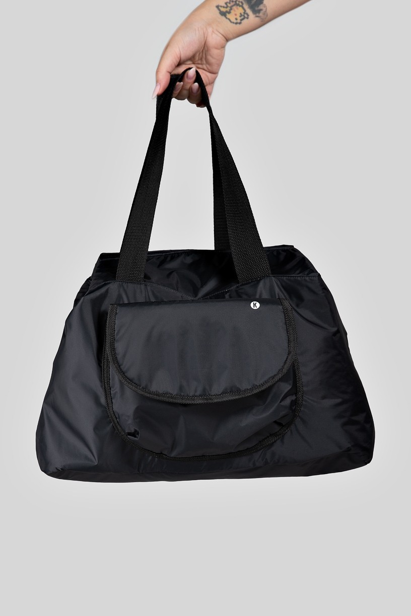 Bolsa Fitness de Ombro com Silk (Preto / Prata) | Ref: K3203-B