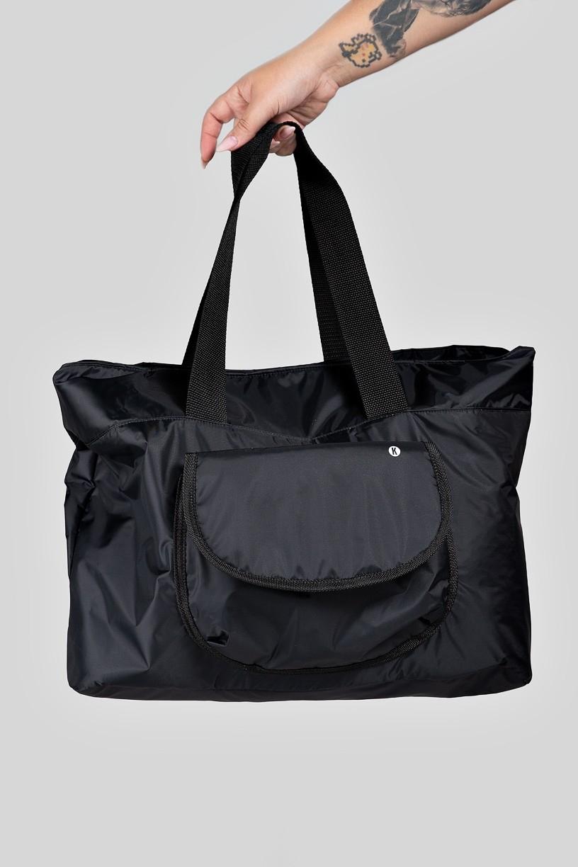 Bolsa Fitness de Ombro com Silk (Preto / Prata) | Ref: K3203-B