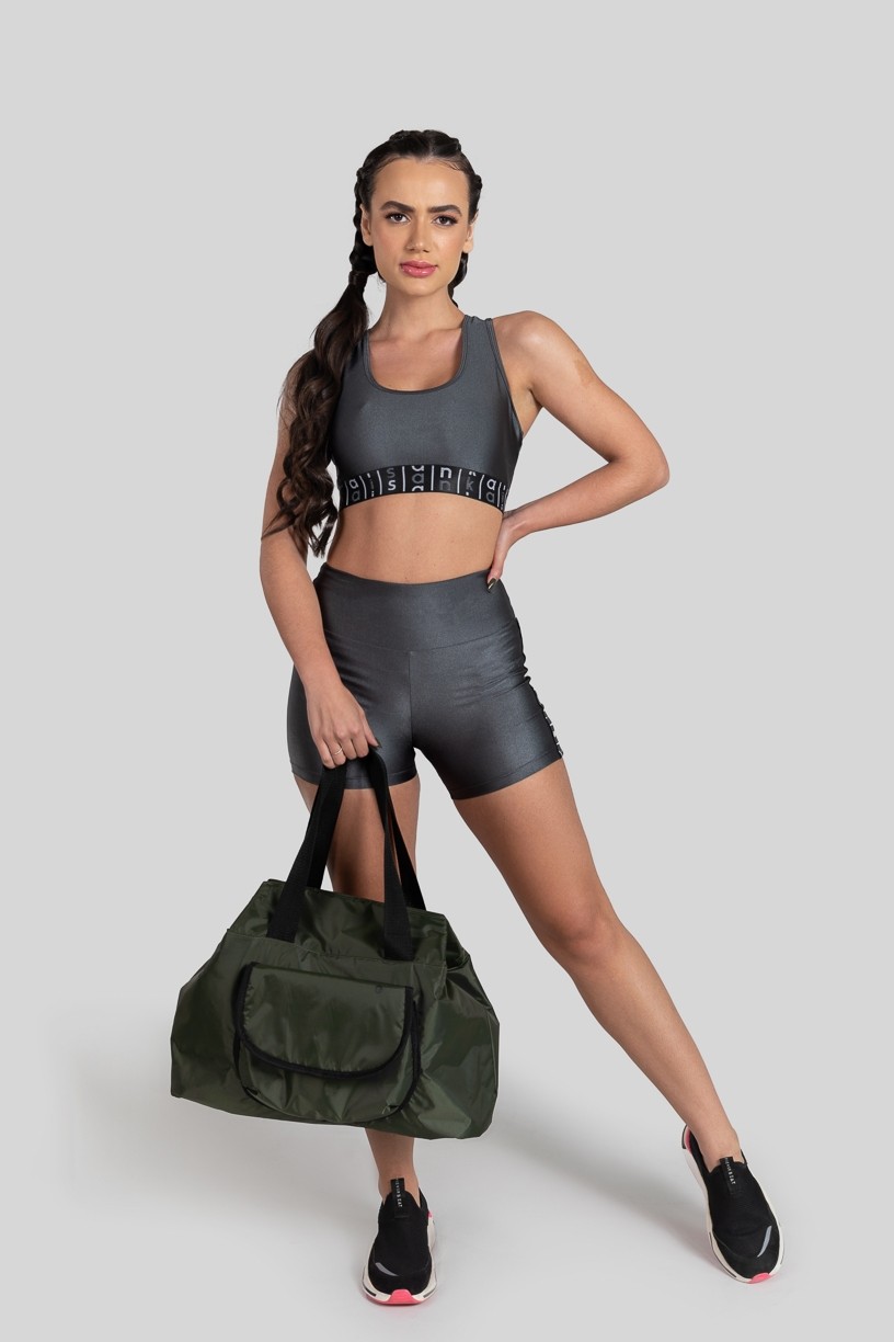 Bolsa Fitness de Ombro com Silk (Verde / Preto) | Ref: K3203-A
