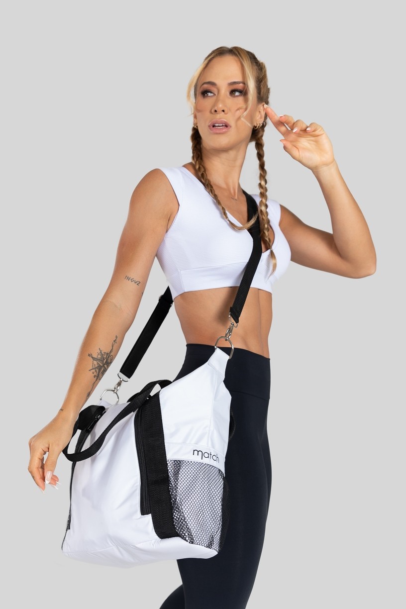 Bolsa Fitness Match com Silk (Branco / Preto) | Ref: K3204-A