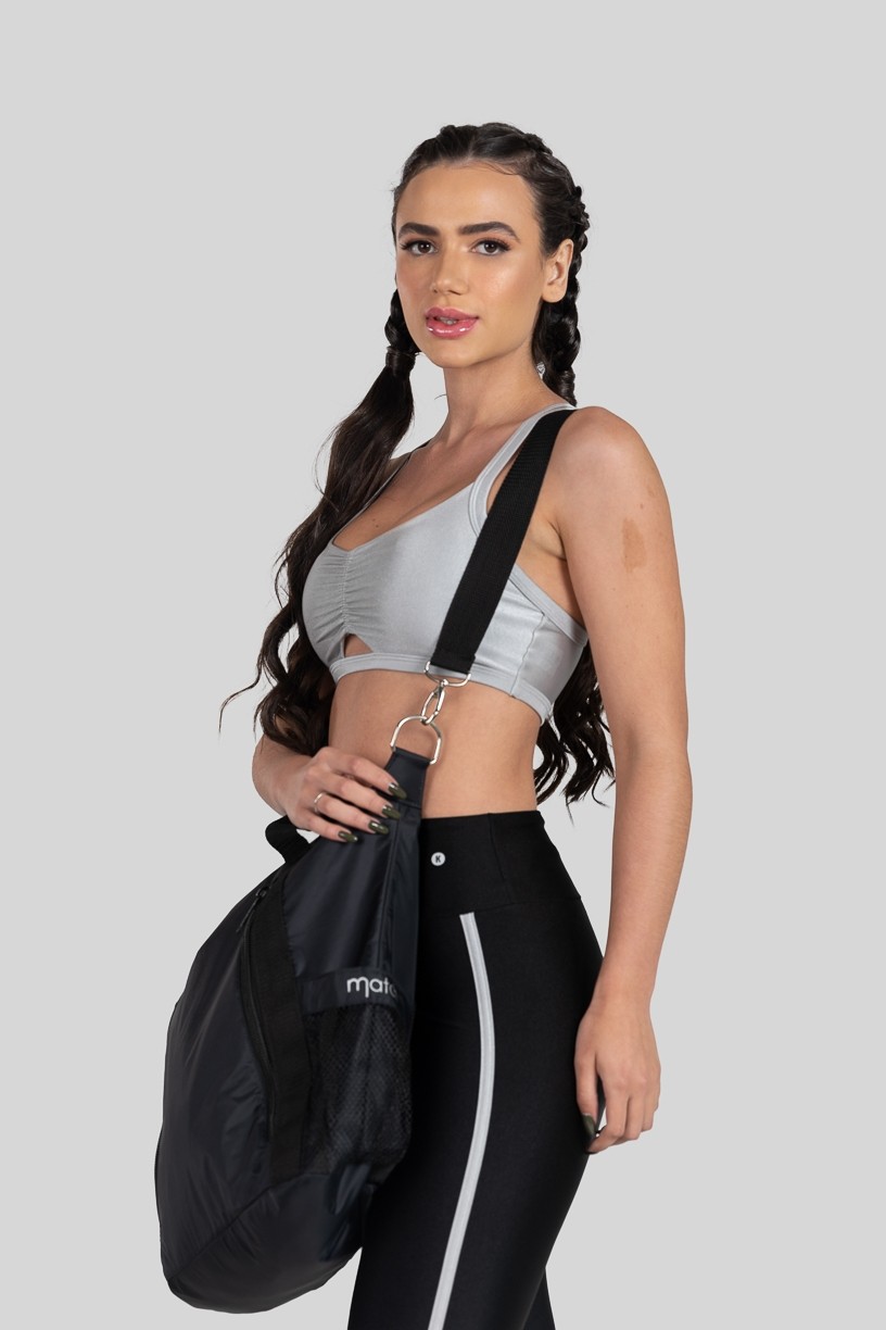 Bolsa Fitness Match com Silk (Preto / Prata) | Ref: K3204-B