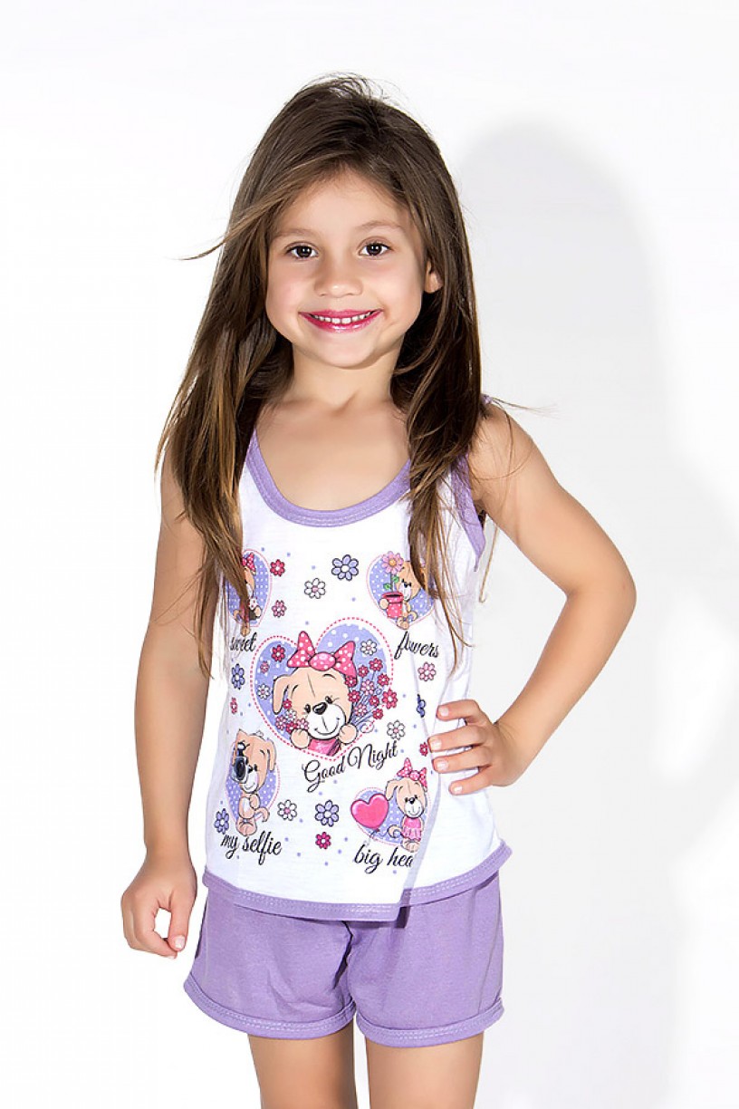 Babydoll Infantil 056 (Lilas com cachorrinhos) AB 