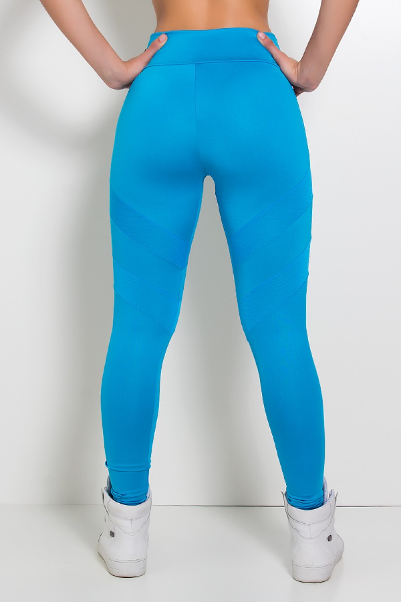 Legging Lisa com Listras Dry Fit (Azul Celeste) | Ref.: KS-F1274-002