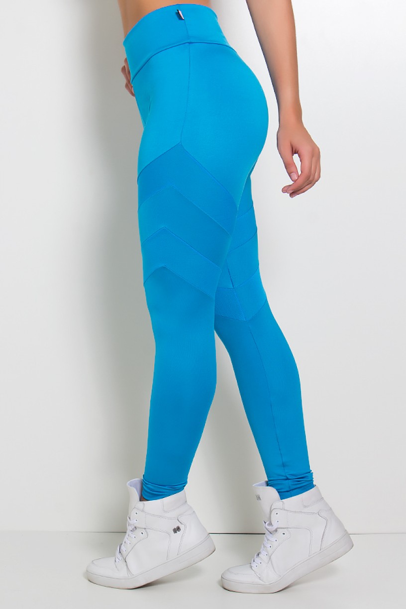 Legging Lisa com Listras Dry Fit (Azul Celeste) | Ref.: KS-F1274-002