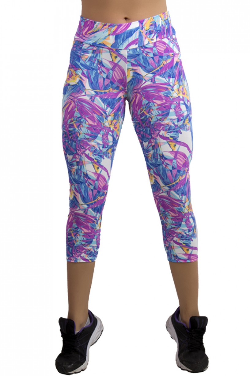 Corsário Estampada (Folhagem Rosa Azul e Amarela)