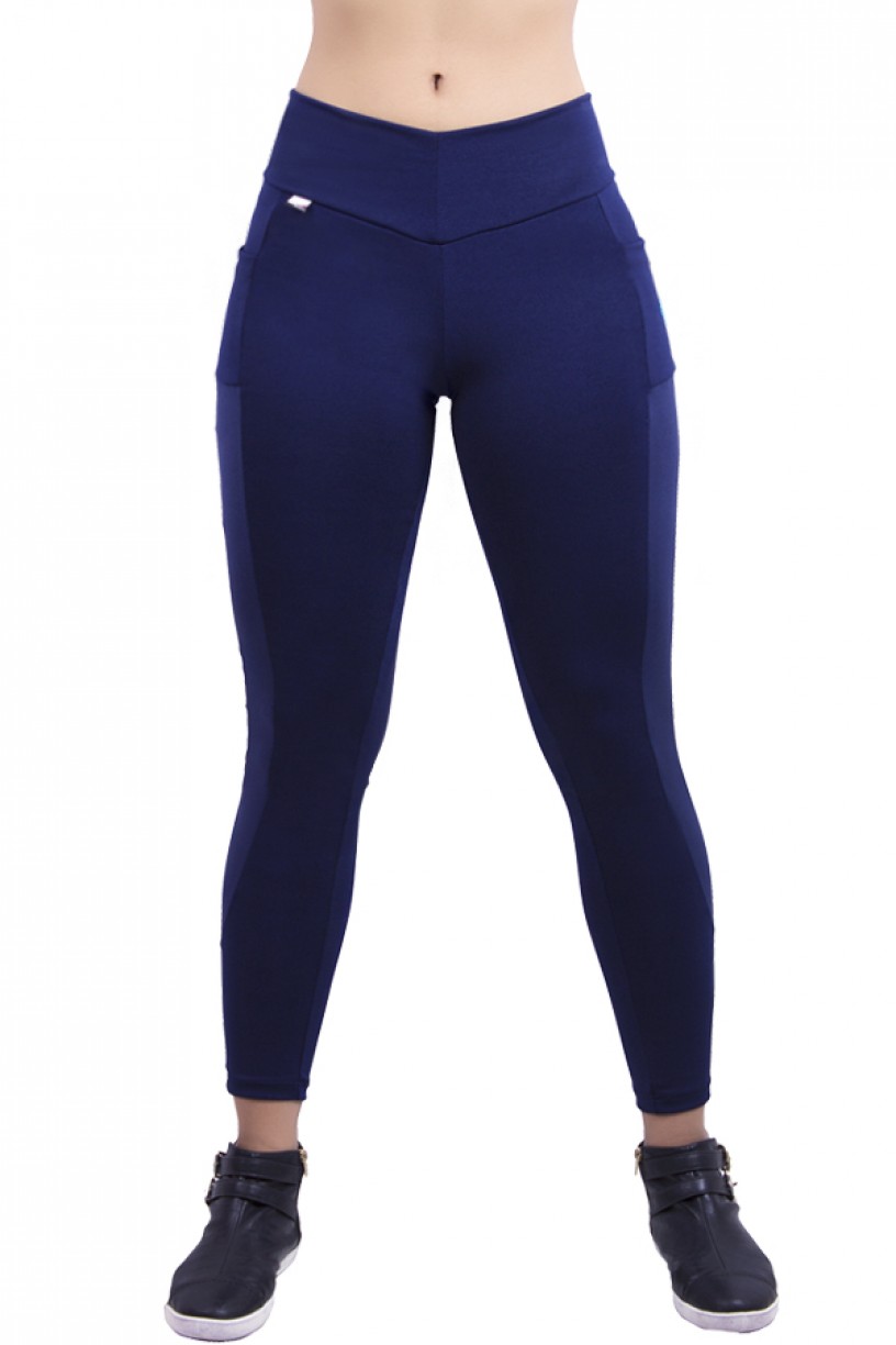 Calça Paula Lisa com Detalhe Dry Fit e Bolso | Ref:584