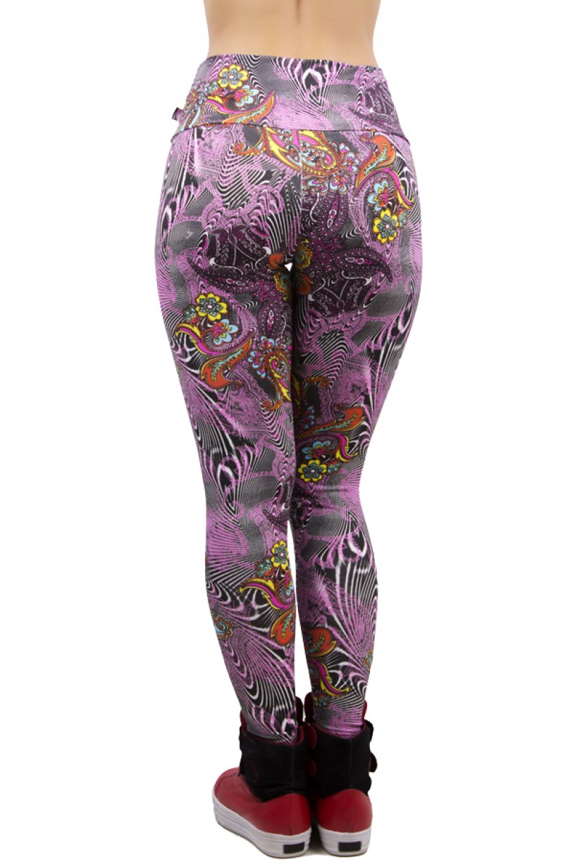 Legging Estampada Onda Branca com Flores Coloridas | Ref: CA136