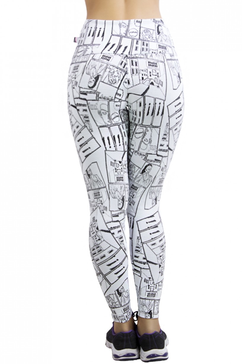 Calça Legging Cós Alto Tecido Jacquard