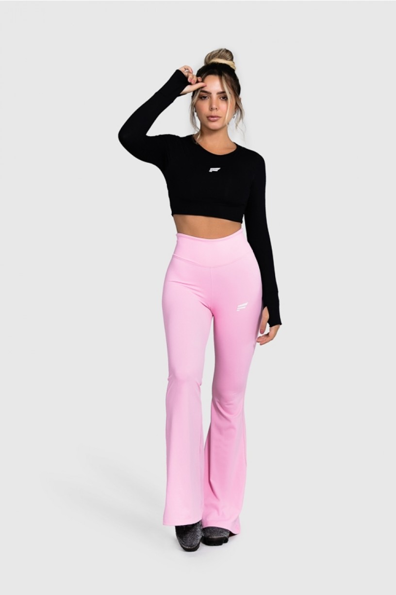 Calça Flare Fitness Básica (Rosa Bebê) | Ref: GO4-G