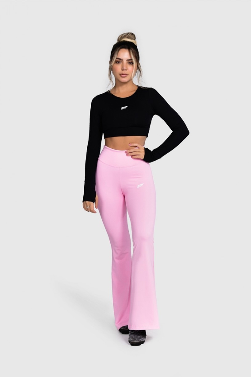 Calça Flare Fitness Básica (Rosa Bebê) | Ref: GO4-G