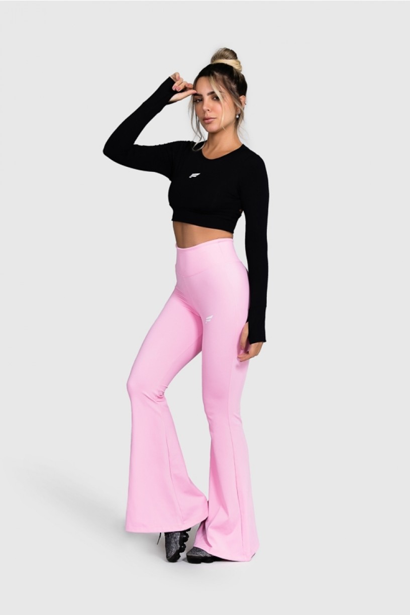 Calça Flare Fitness Básica (Rosa Bebê) | Ref: GO4-G