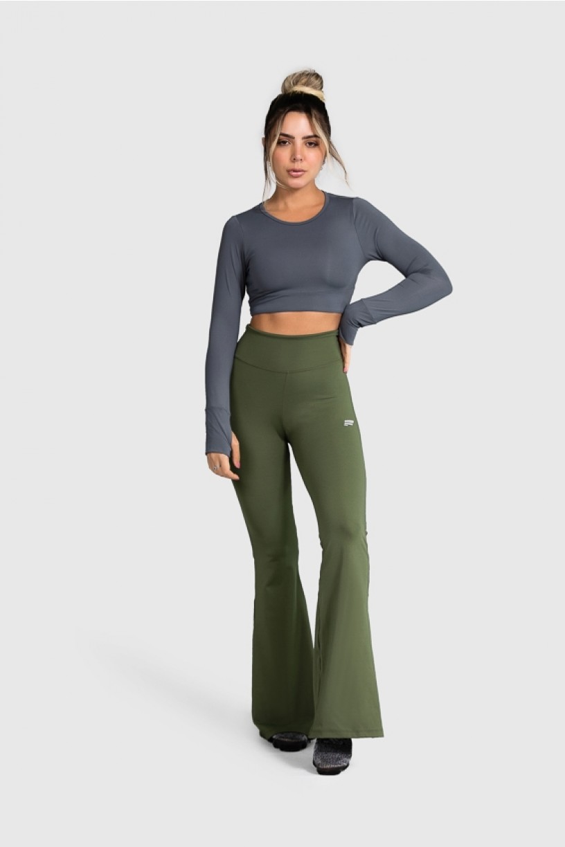 Calça Flare Fitness Básica (Verde Militar) | Ref: GO4-I