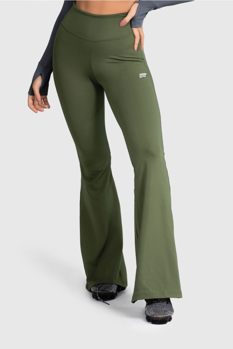 Calça Flare Fitness Básica (Verde Militar) | Ref: GO4-I