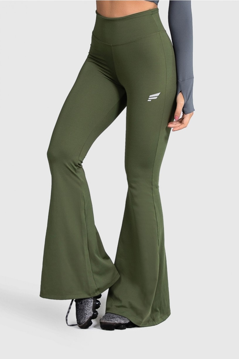 Calça Flare Fitness Básica (Verde Militar) | Ref: GO4-I