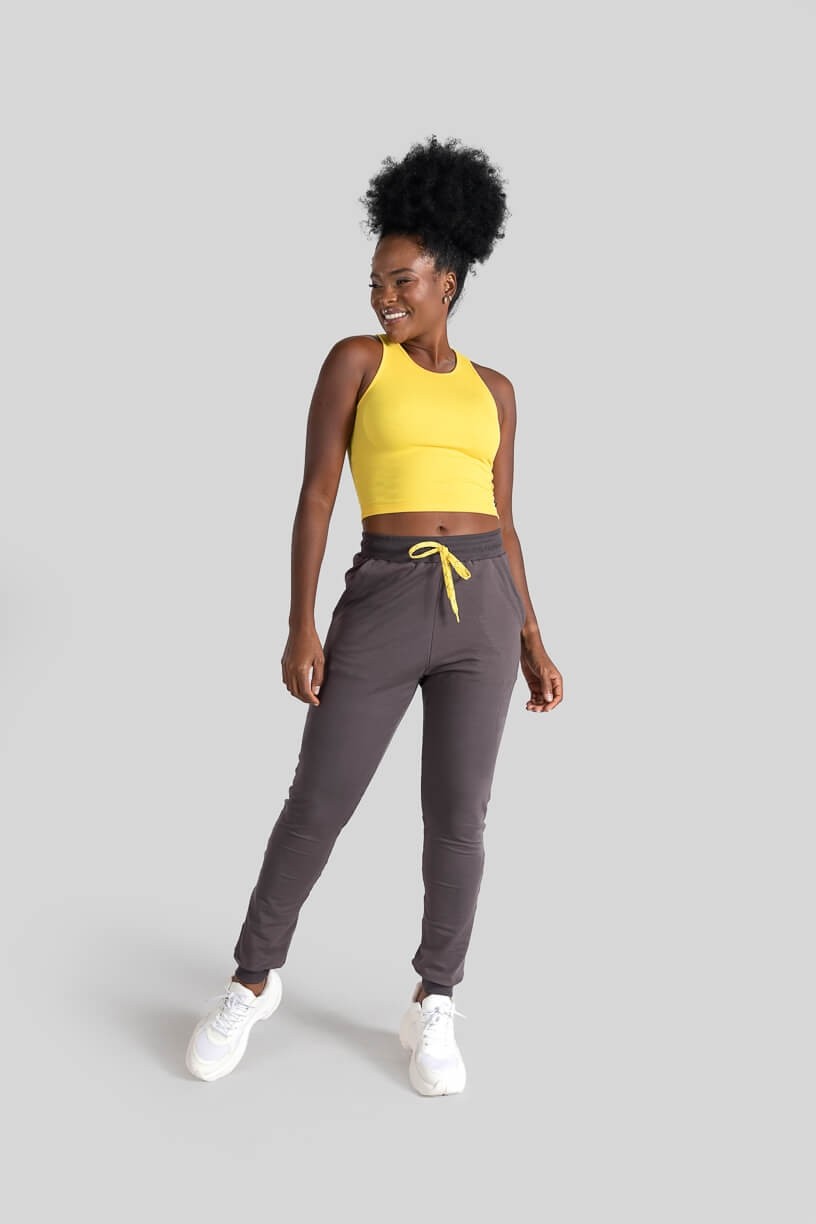 Calça Jogger (Chumbo / Amarelo) | Ref: K3094-D