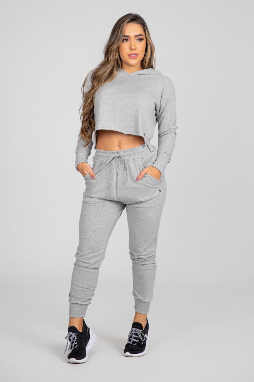 Calça Jogger Lisa de Moletom (Mescla) | Ref: K2897-B