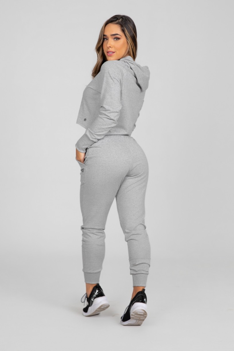 Calça Jogger Lisa de Moletom (Mescla) | Ref: K2897-B