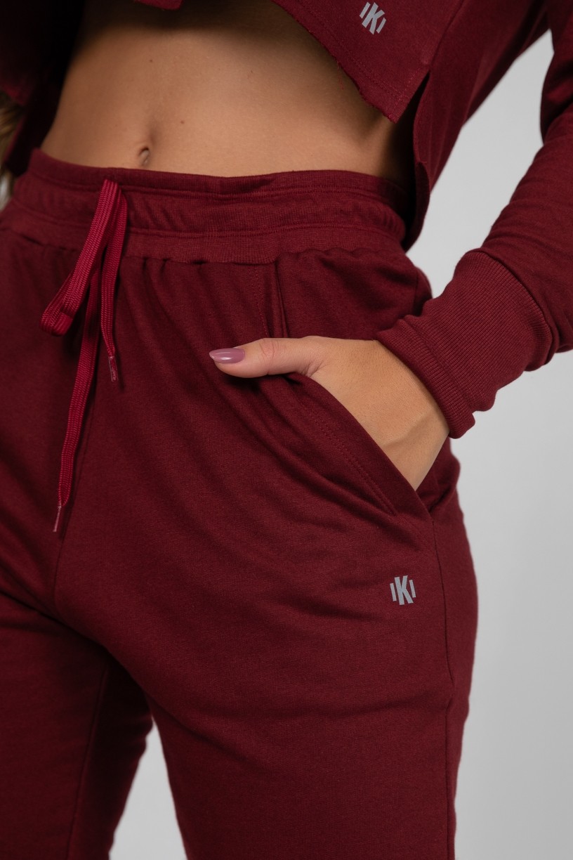 Calça Jogger Lisa de Moletom (Vinho) | Ref: K2897-C