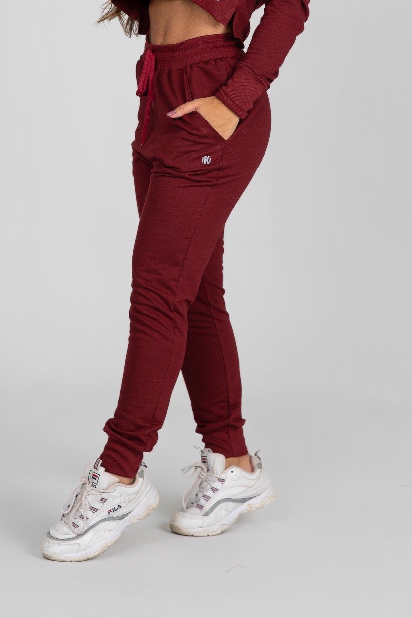 Calça Jogger Lisa de Moletom (Vinho) | Ref: K2897-C