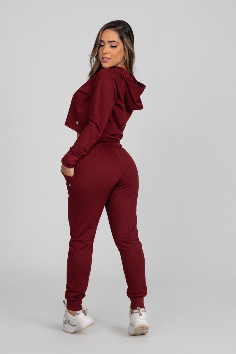 Calça Jogger Lisa de Moletom (Vinho) | Ref: K2897-C