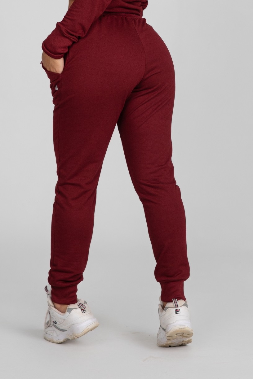 Calça Jogger Lisa de Moletom (Vinho) | Ref: K2897-C