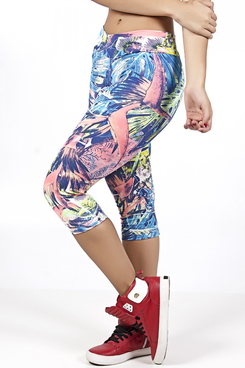 Corsário Estampada (Folhagem Azul Amarela e Laranja)
