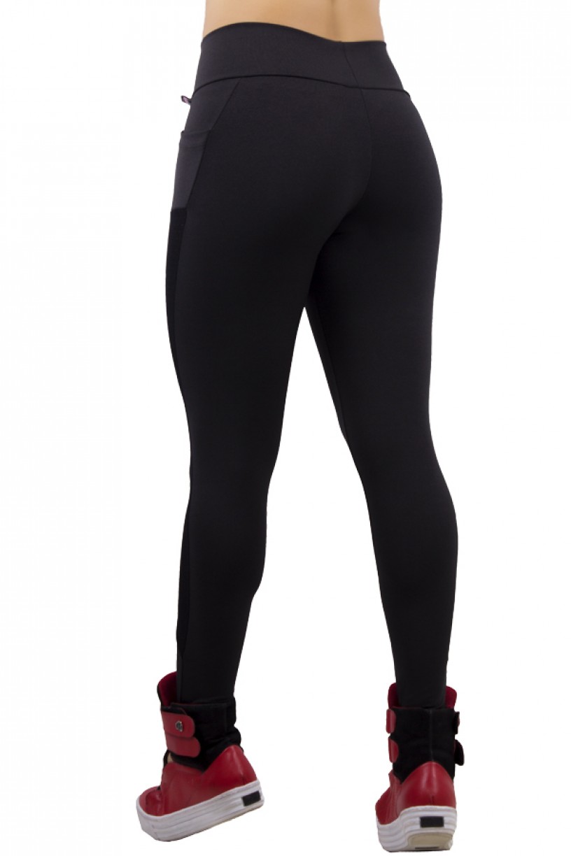 Calça Paula Lisa com Detalhe Dry Fit e Bolso | Ref:584