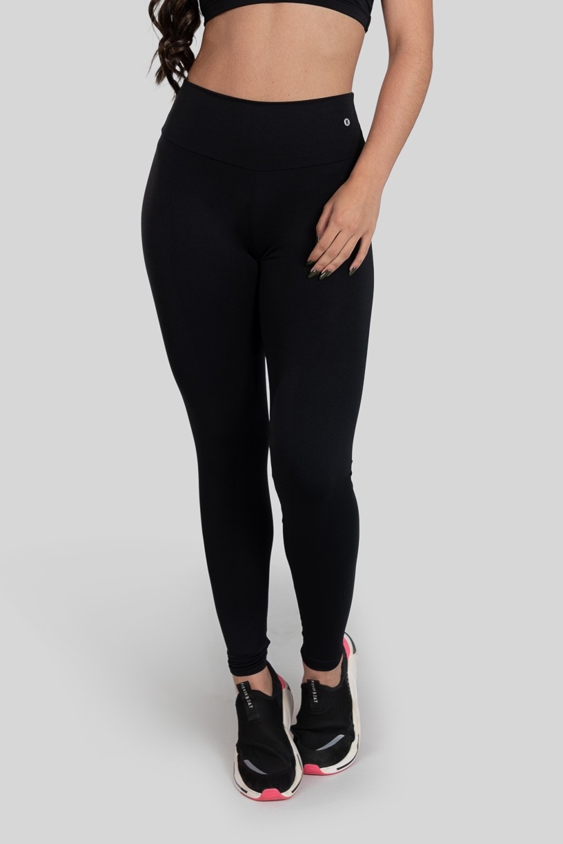 Calça Legging Básica de Poliéster (Preto)  Ref K3180-A