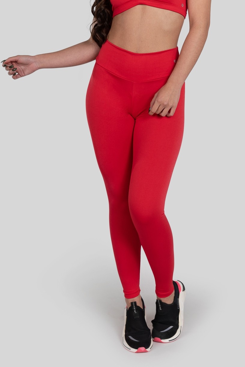 Calça Legging Básica de Poliéster (Vermelho)  Ref K3180-B