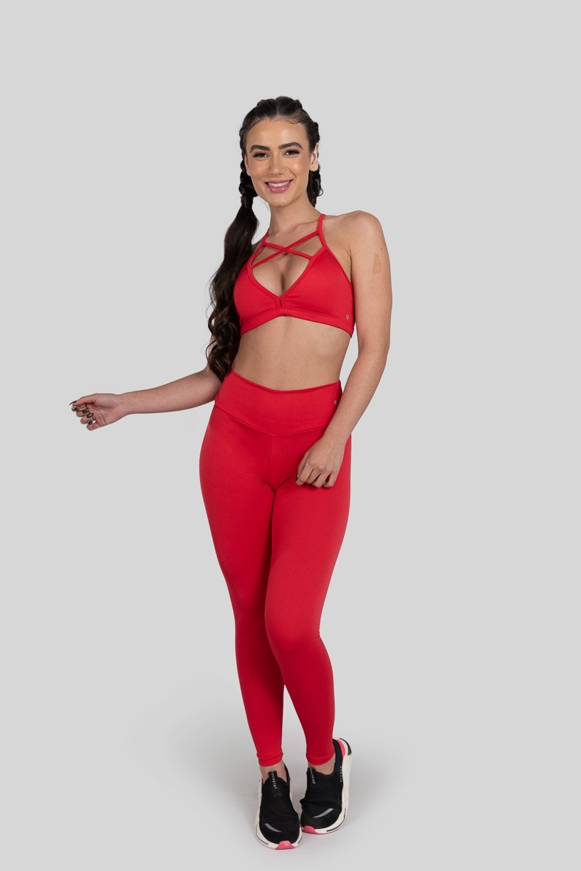 Calça Legging Básica de Poliéster (Vermelho)  Ref K3180-B