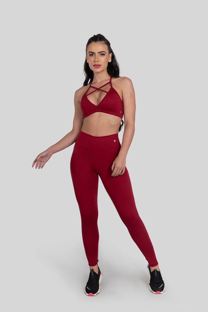 Calça Legging Básica de Poliéster (Vinho)  Ref K3180-E