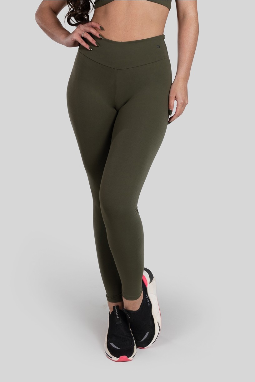 Calça Legging Básica de Poliamida (Verde Militar) | Ref: K3185-B
