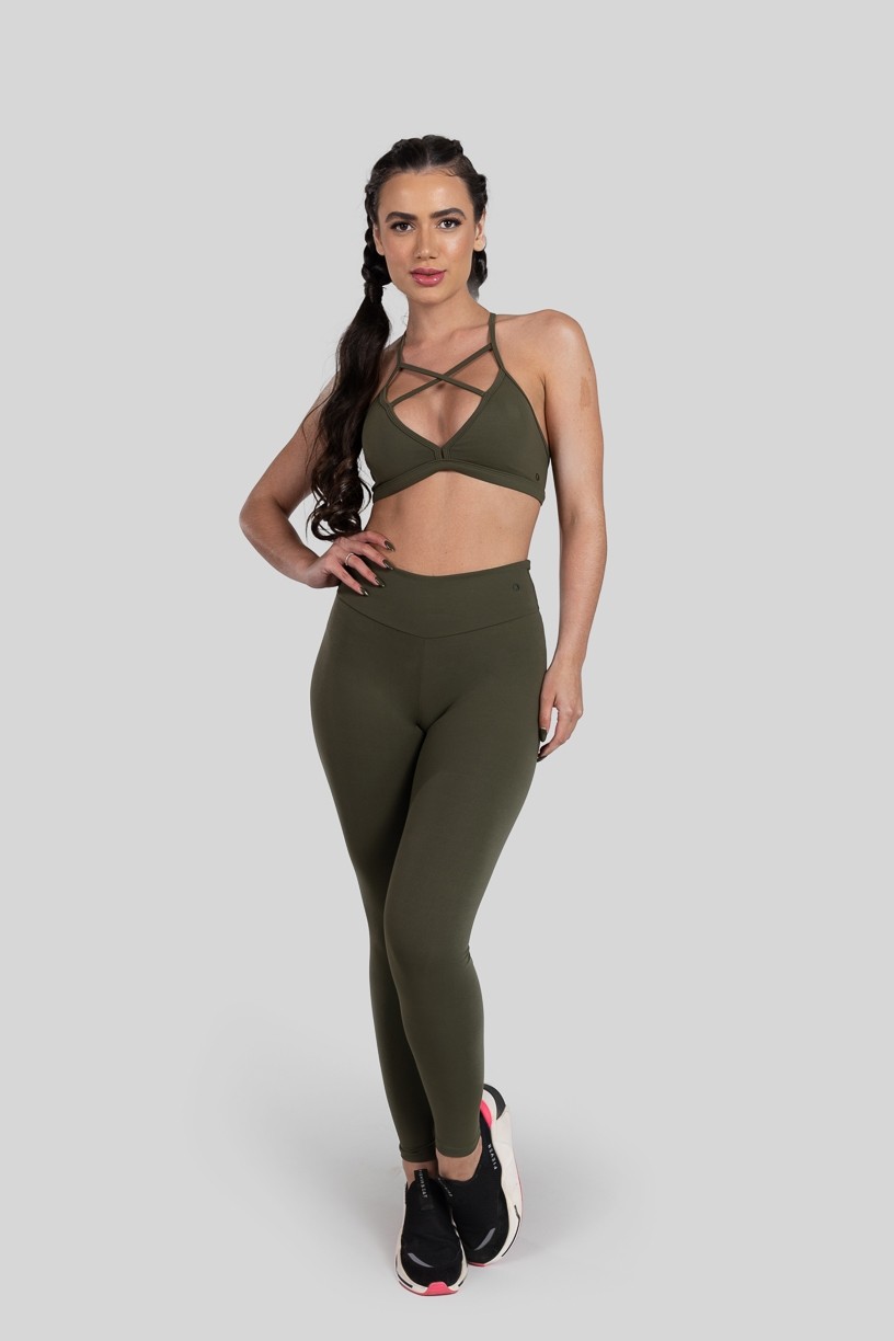 Calça Legging Básica de Poliamida (Verde Militar) | Ref: K3185-B