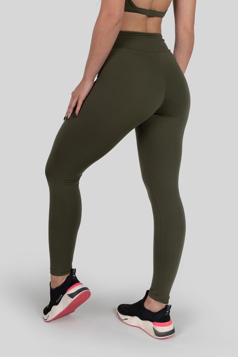 Calça Legging Básica de Poliamida (Verde Militar) | Ref: K3185-B