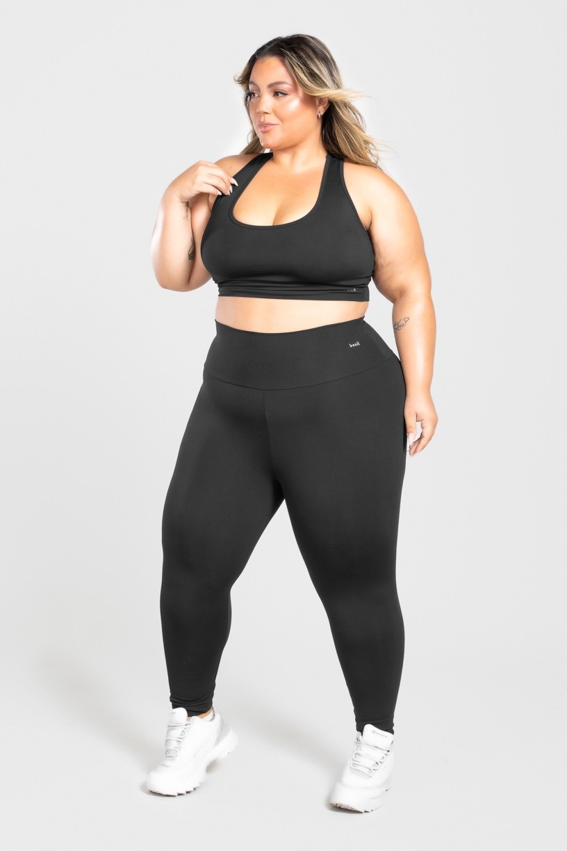 Calça Legging Básica Plus Size (Preto) | Ref: KP3074-A