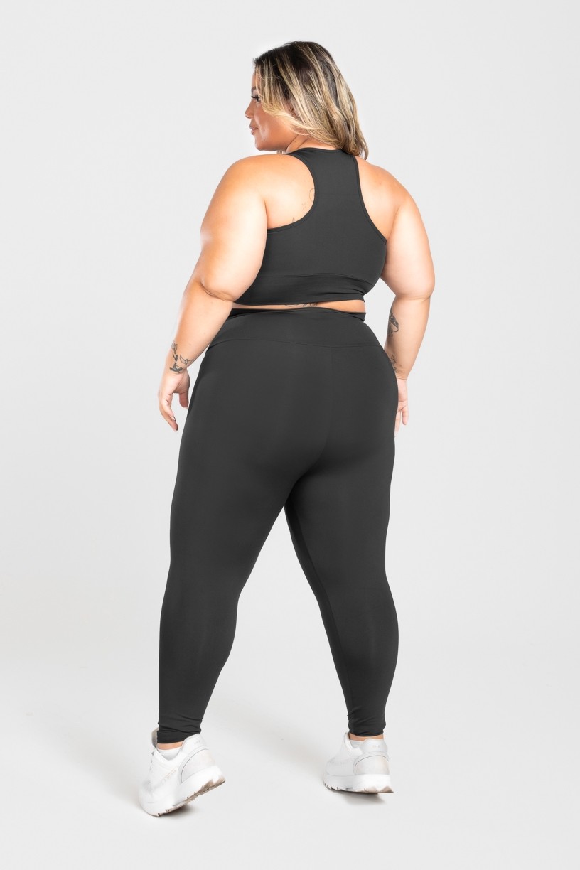 Calça Legging Básica Plus Size (Preto) | Ref: KP3074-A