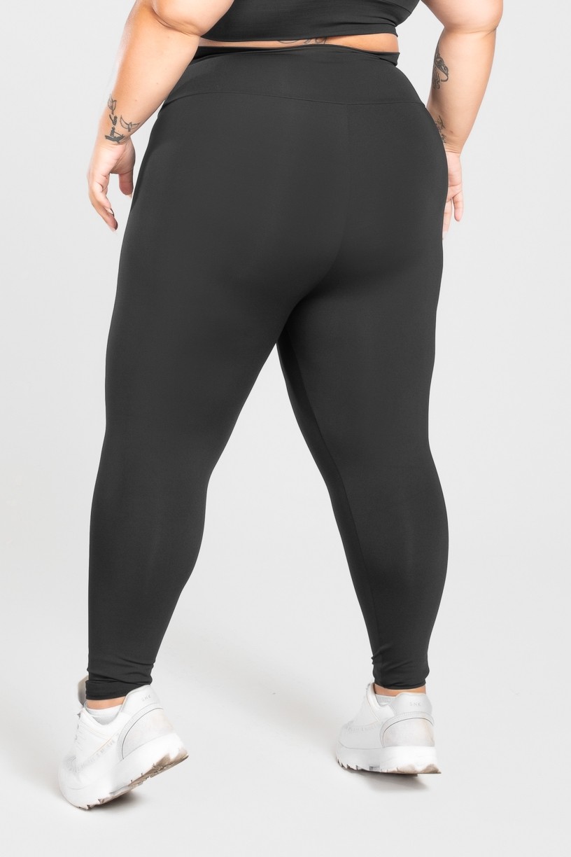 Calça Legging Básica Plus Size (Preto) | Ref: KP3074-A