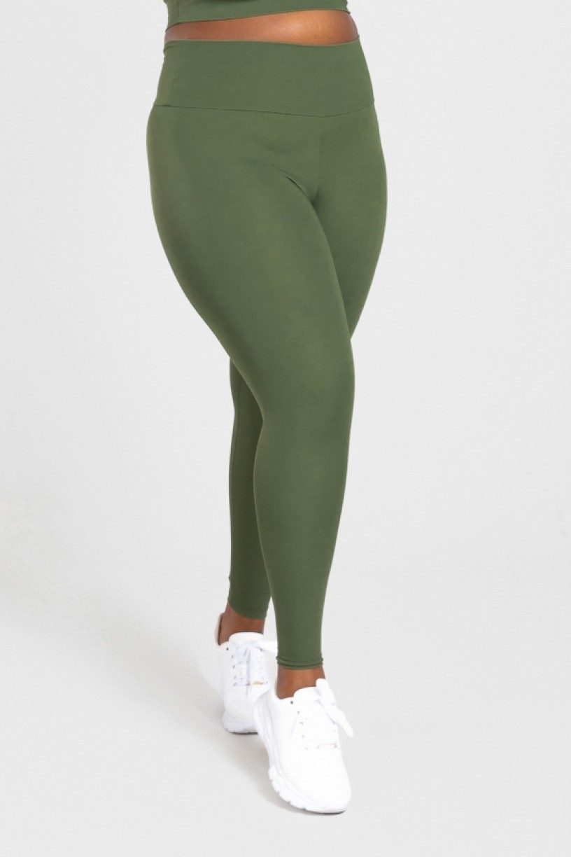 Calça Legging Básica Plus Size (Verde Militar) | Ref: KP3074-E