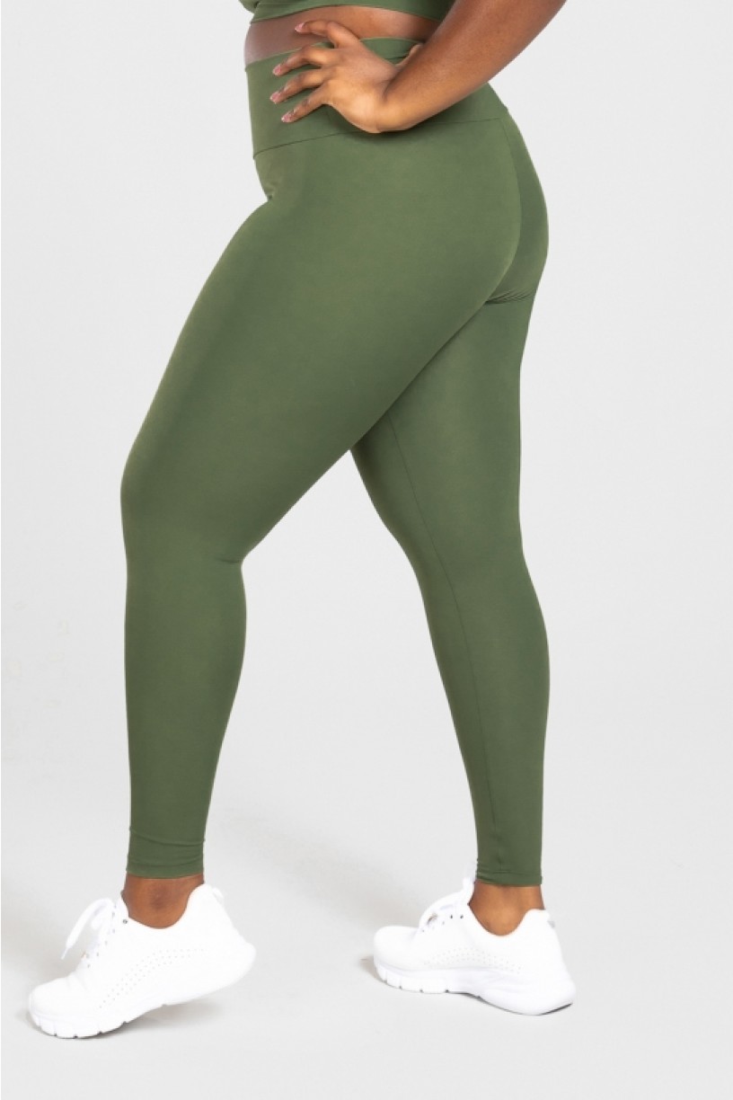 Calça Legging Básica Plus Size (Verde Militar) | Ref: KP3074-E