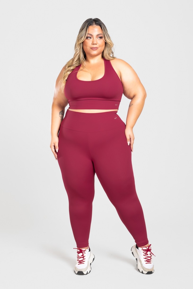 Calça Legging Básica Plus Size (Vinho) | Ref: KP3074-C