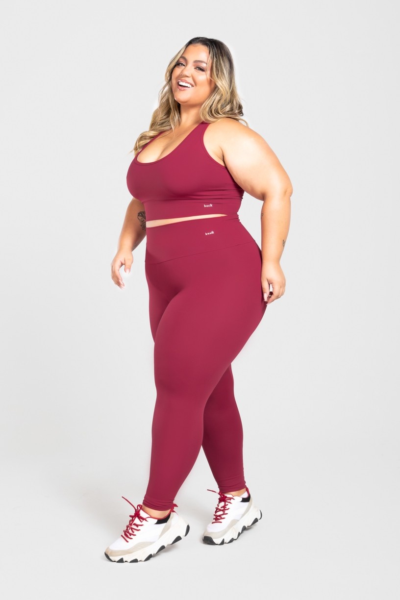 Calça Legging Básica Plus Size (Vinho) | Ref: KP3074-C