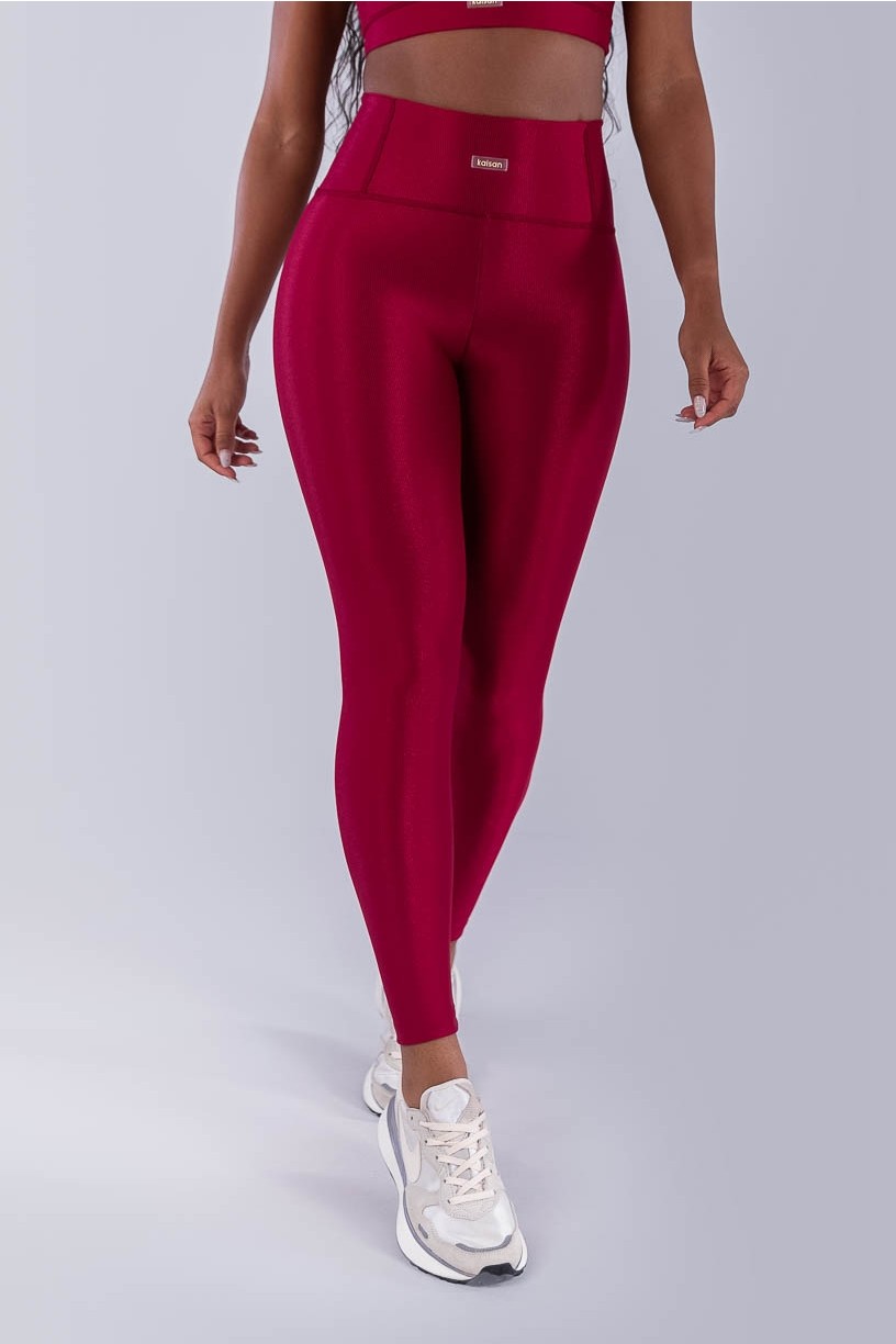 Calça Legging Canelado com Bolso no Cós (Cereja) | Ref: K4493-B