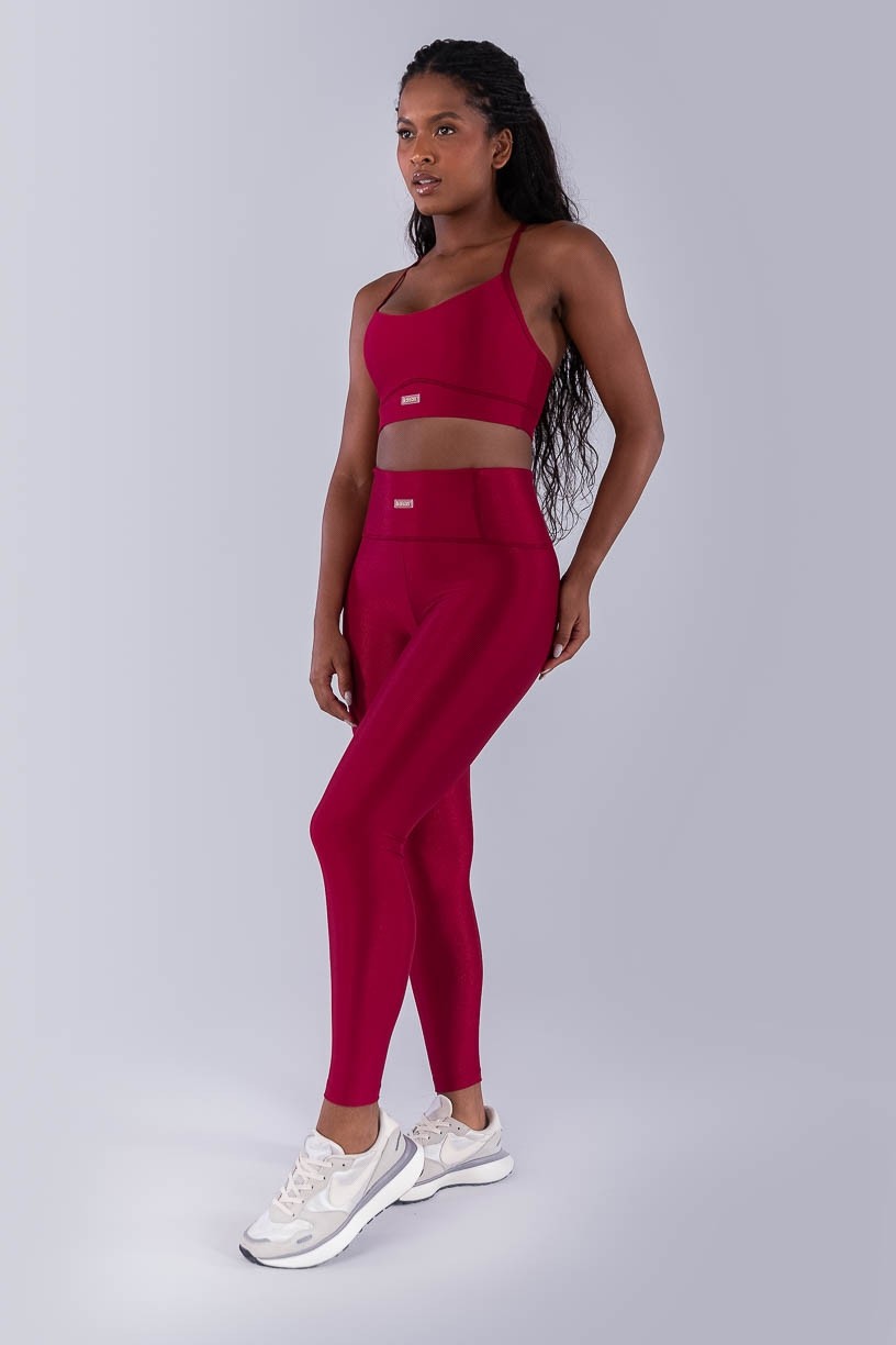 Calça Legging Canelado com Bolso no Cós (Cereja) | Ref: K4493-B